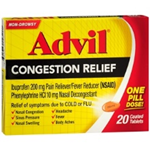 Advil Congestion Relief Non-Drowsy 20 Coated Tablets 