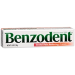 Benzodent 20% Benzocaine Dnetal Pain Relieving Cream 1.0 oz 